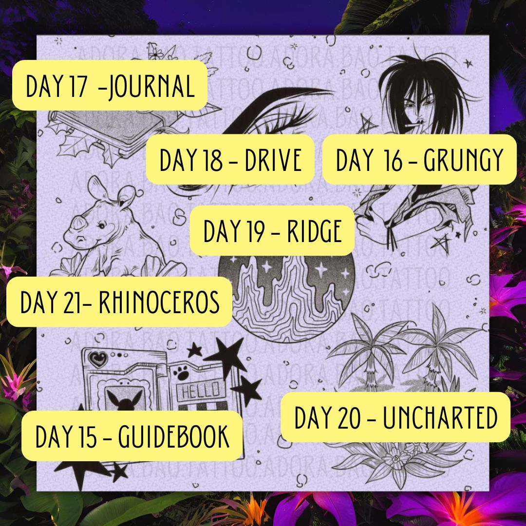 Adora's 2024 Inktober Week 3 Tattoo Designs