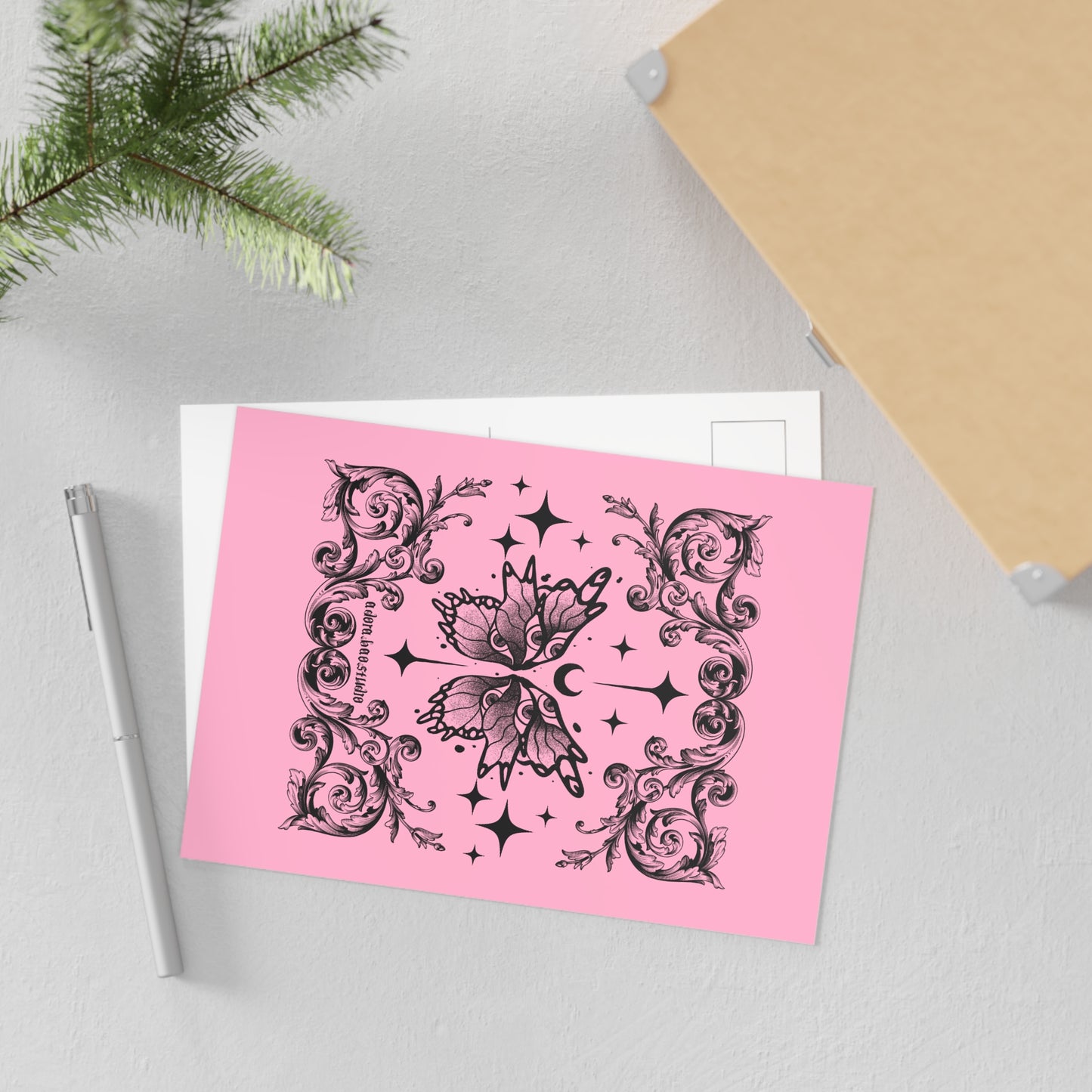 Butterfly Sage Fine Art Postcards | Pink Vintage-Inspired Design