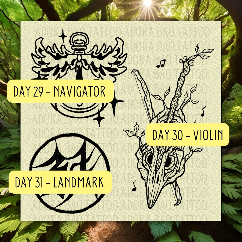 Adora's 2024 Inktober Week 5 Tattoo Designs