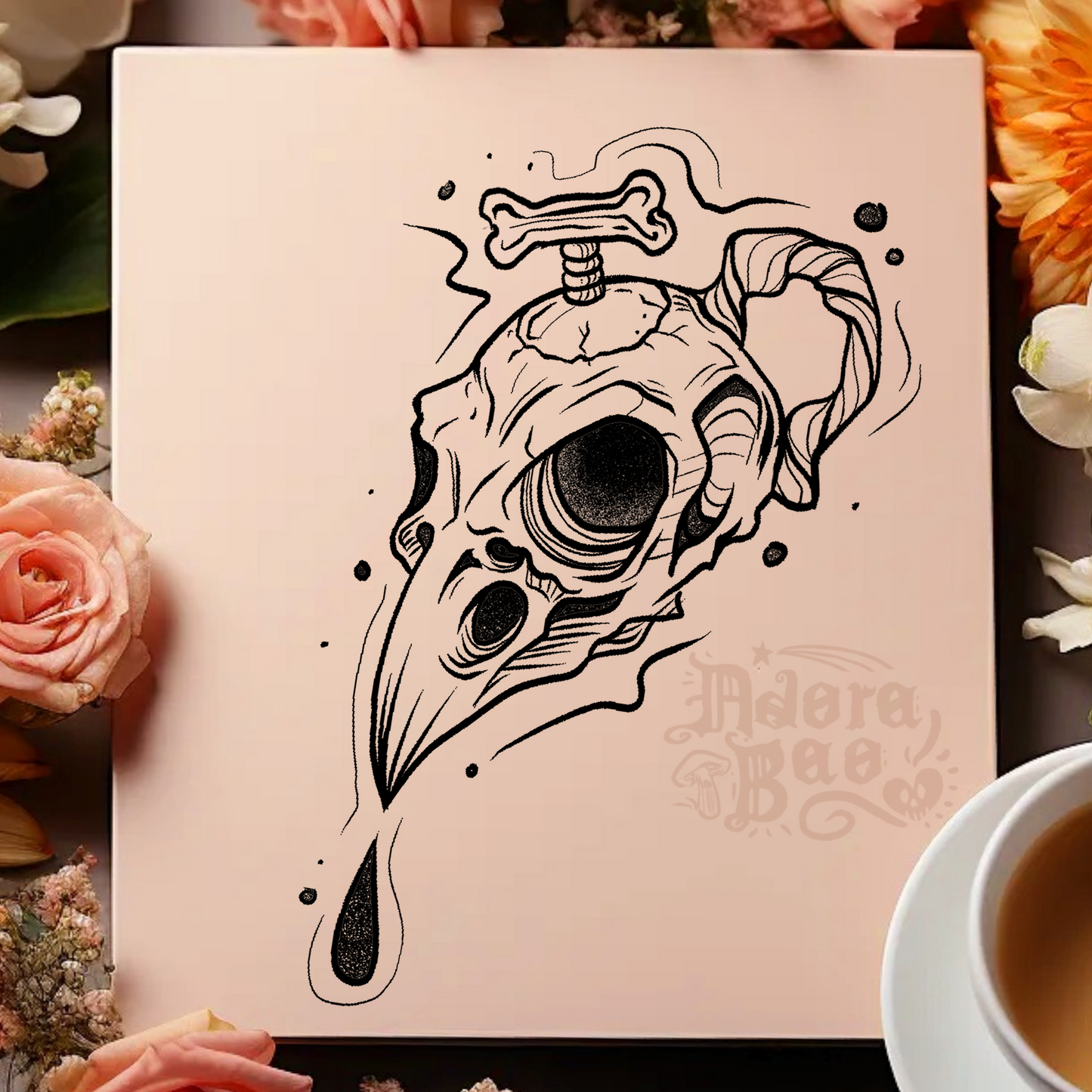 Garden Party Crow Skull Pot