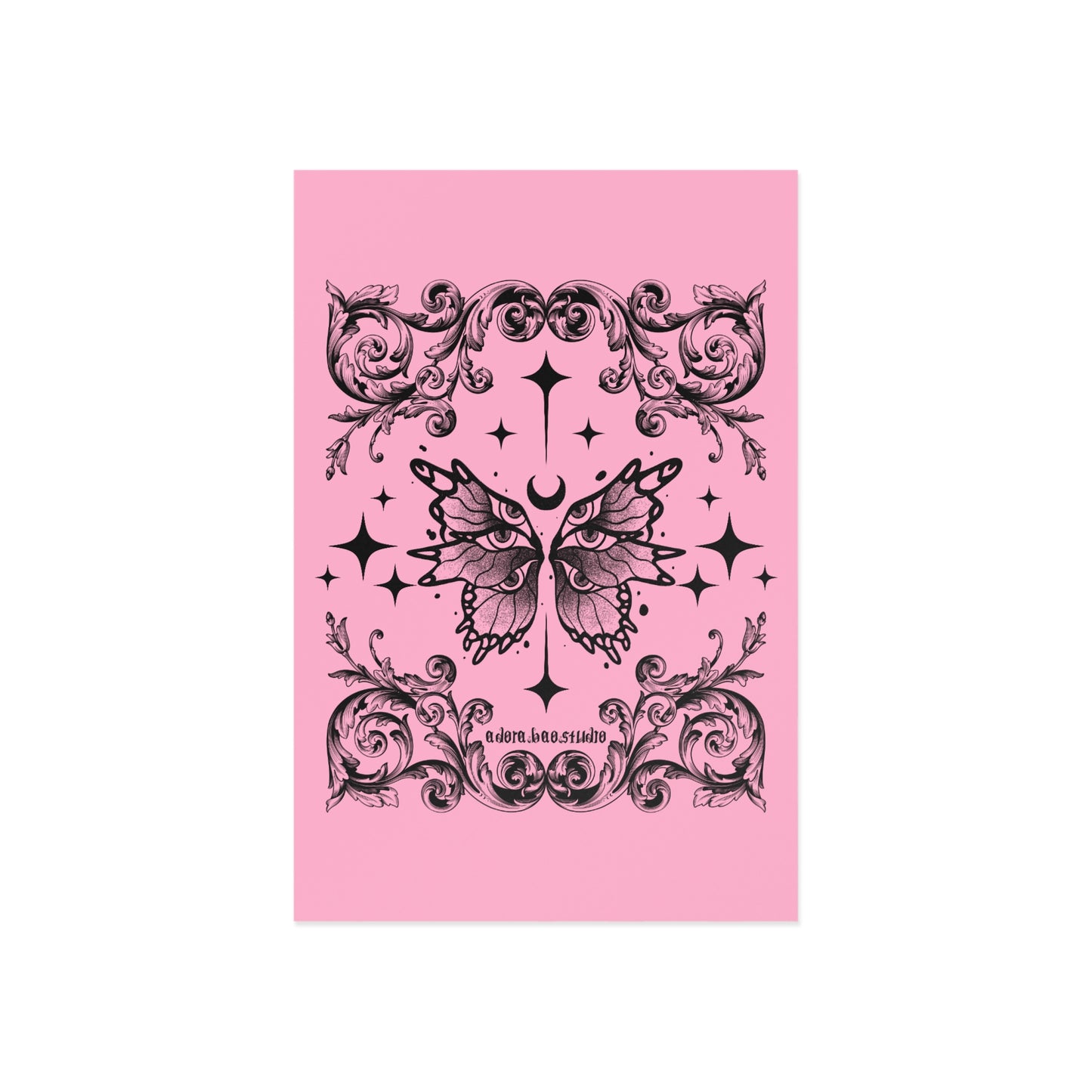Butterfly Sage Fine Art Postcards | Pink Vintage-Inspired Design