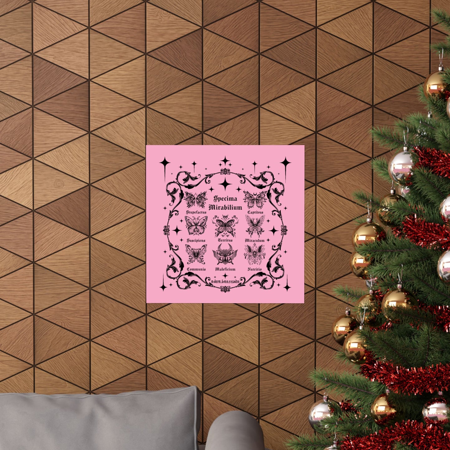 Pink Fantastical Butterfly Spread - Matte Square Art Print