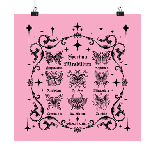 Pink Fantastical Butterfly Spread - Matte Square Art Print