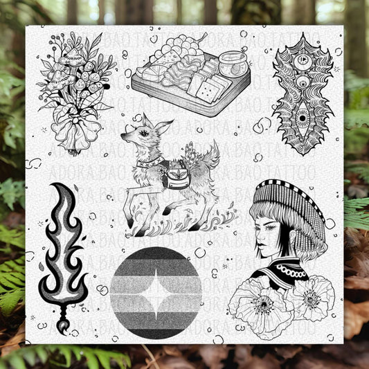 Adora's 2024 Inktober Week 2 Tattoo Designs