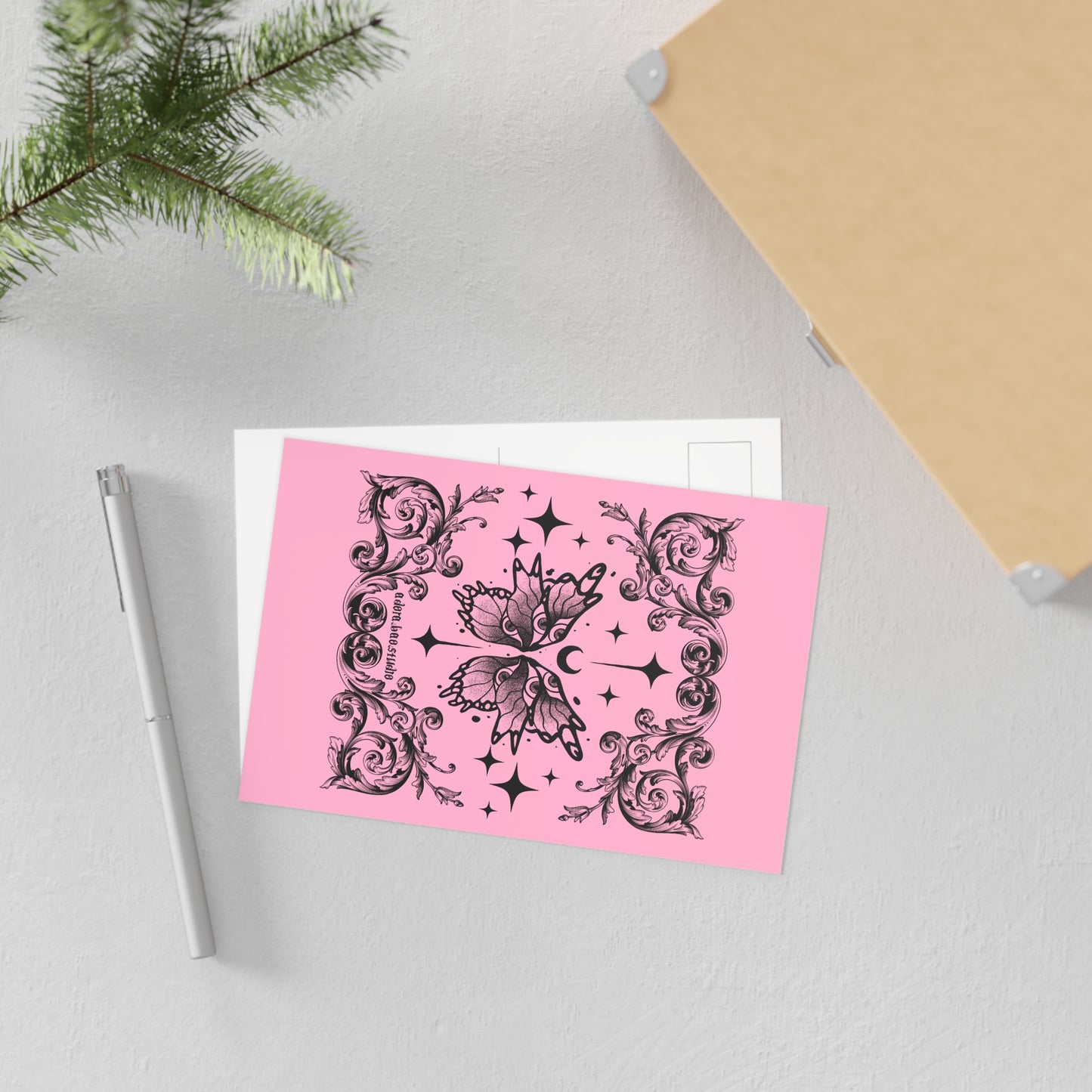 Butterfly Sage Fine Art Postcards | Pink Vintage-Inspired Design
