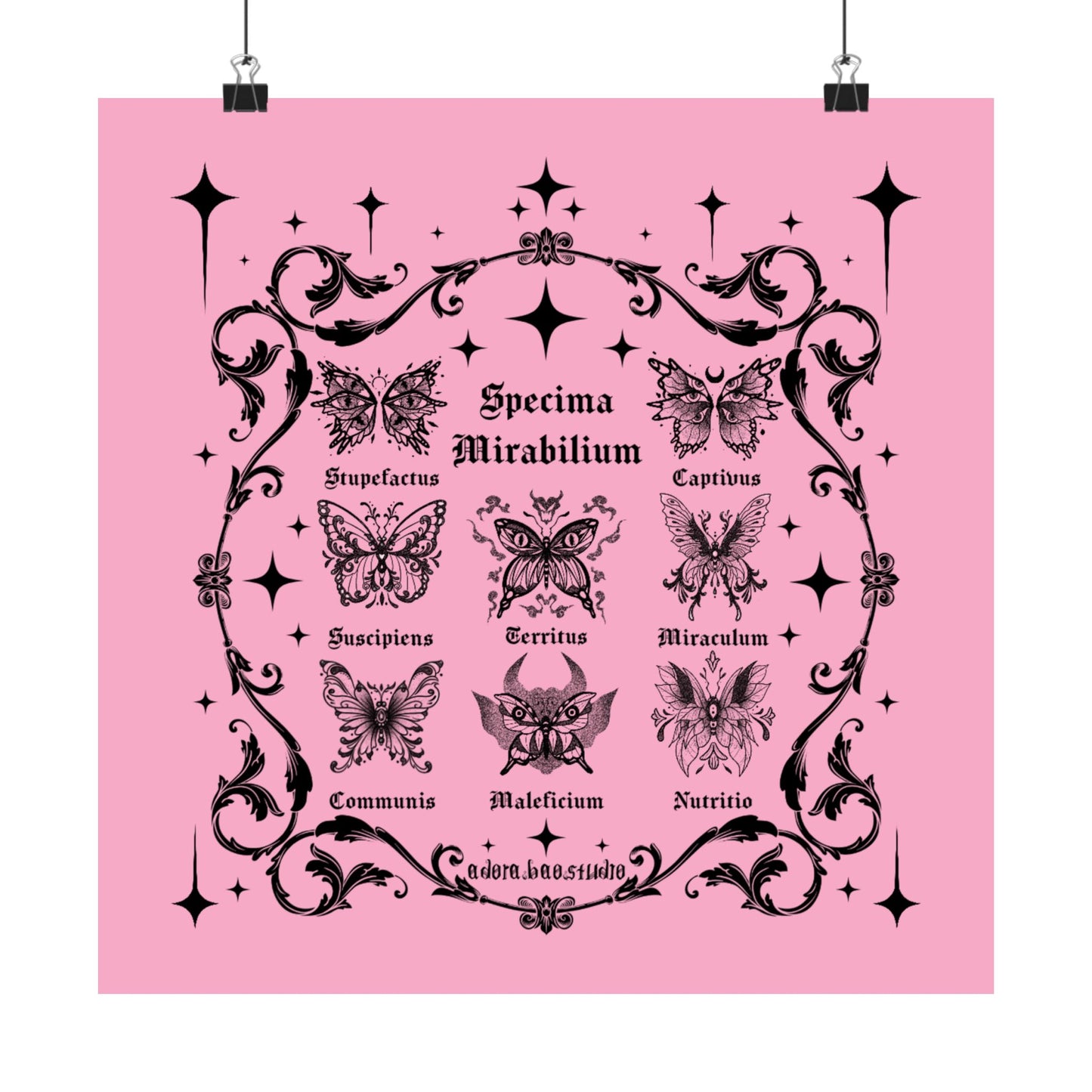 Pink Fantastical Butterfly Spread - Matte Square Art Print