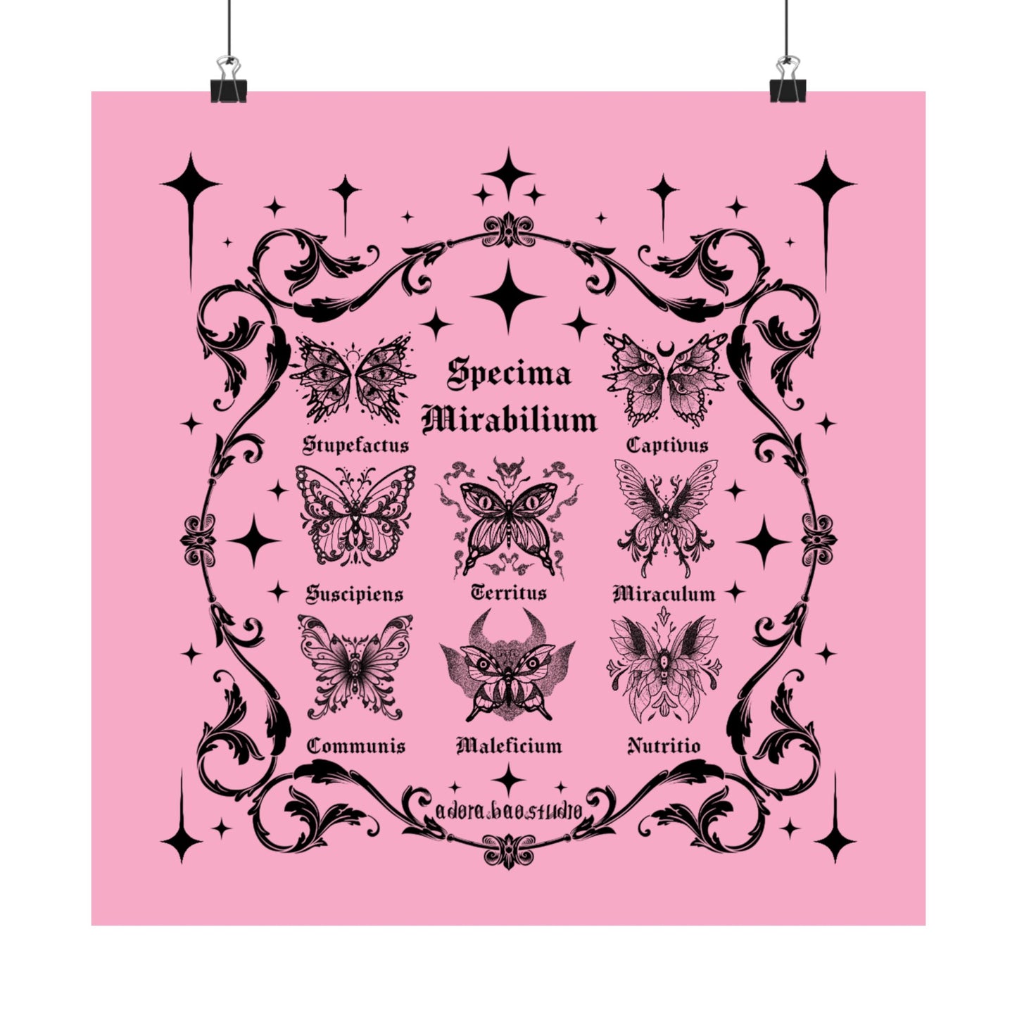 Pink Fantastical Butterfly Spread - Matte Square Art Print