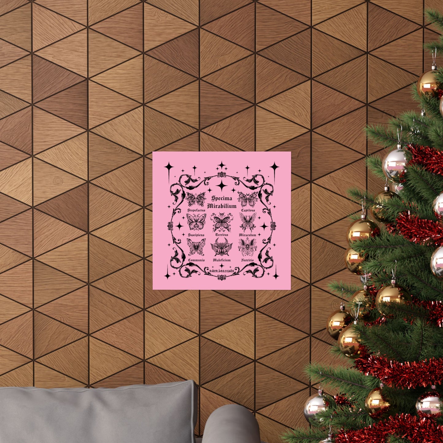 Pink Fantastical Butterfly Spread - Matte Square Art Print
