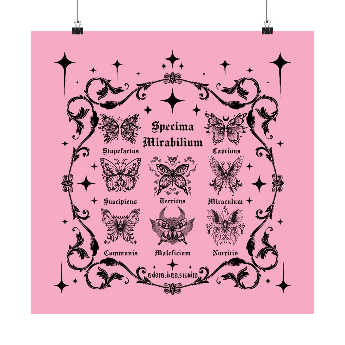 Pink Fantastical Butterfly Spread - Matte Square Art Print