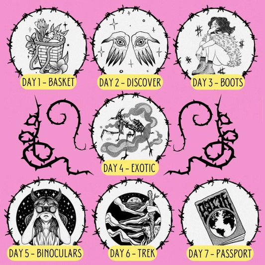 Adora's 2024 Inktober Week 1 Tattoo Designs