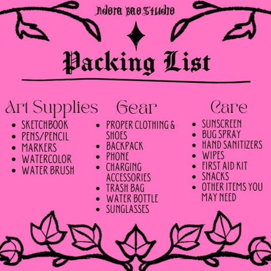 FREEBIE DIGITAL DOWNLOAD - What To Pack On Your Creative Nature Study