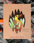 Tattoo design of a dragon with crystals on a beige background, featuring 'Adora Sao Tattoo' branding.